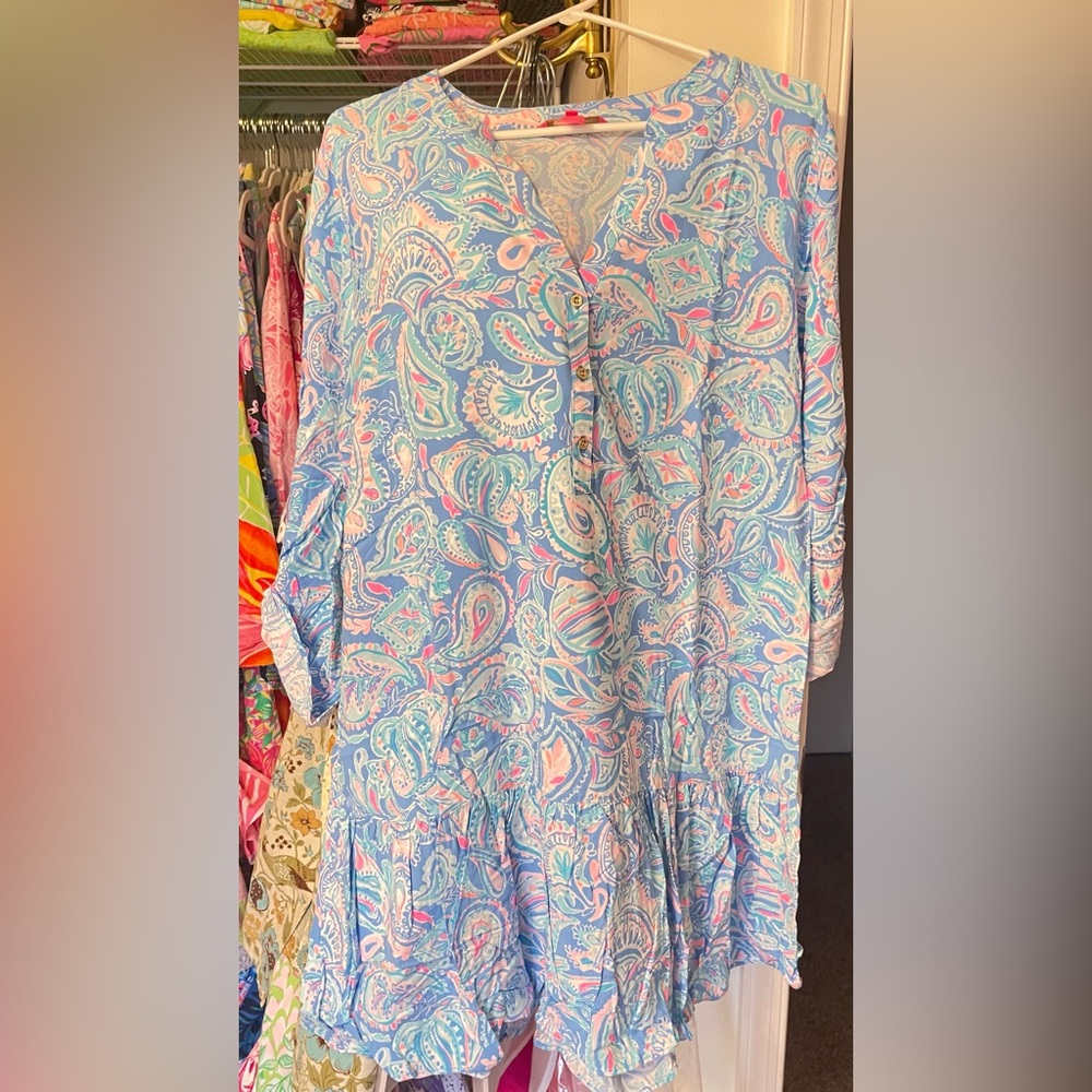 EUC Lilly Pulitzer Chic Paisley Print Women's Tunic in Charlee Zannibar. Size XL